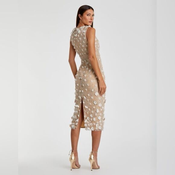 Mac Duggal Floral Beaded Sheath Midi Dress/ size 14 - Picture 5 of 10